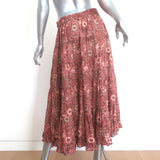 Ulla Johnson Verity Tiered Midi Skirt Rosebud Floral Print Cotton-Blend Size 6