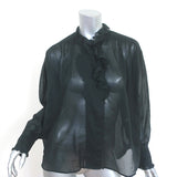 Isabel Marant Etoile Pamias Ruffle Blouse Black Cotton Size 34 Long Sleeve Top