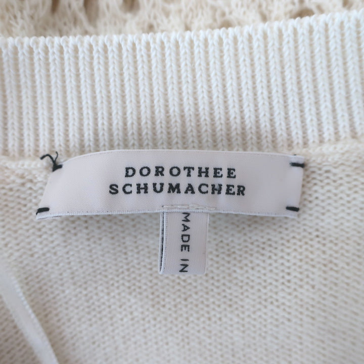 Dorothee Schumacher Seductive Lace Blouson-Sleeve Cardigan Cream Size 4