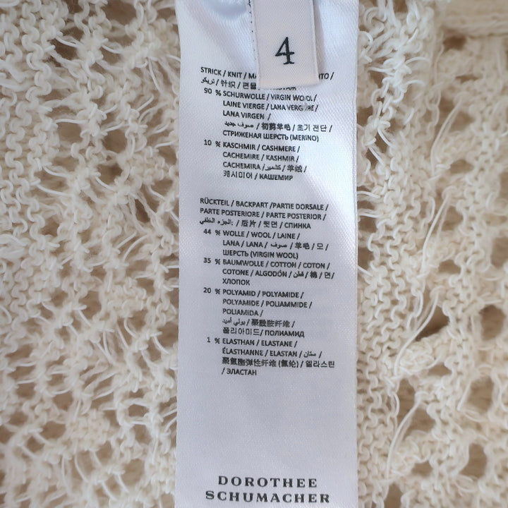 Dorothee Schumacher Seductive Lace Blouson-Sleeve Cardigan Cream Size 4