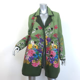 Moncler Coquille Reversible Floral Print Double Breasted Coat Olive Size 3