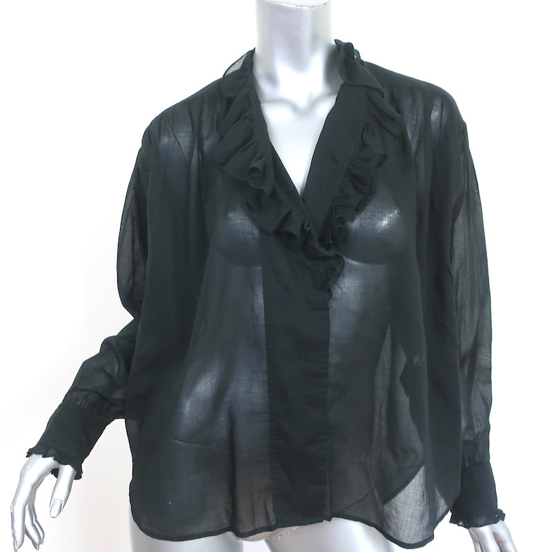 Sl 34 – Blouse Black Ruffle Pamias Long Size Etoile Marant Cotton Isabel Owned Celebrity