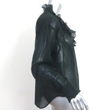 Isabel Marant Etoile Pamias Ruffle Blouse Black Cotton Size 34 Long Sleeve Top