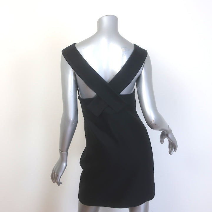 Miu Miu Crisscross-Back Off the Shoulder Mini Dress Black Twill Size 38