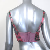 L'Agence Kanata silk-satin bralette top in mauve kesi print, authentic pre-owned luxury piece, size XS