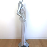 Nili Lotan Cami Gown Silver Satin Size Large V-Neck Maxi Dress