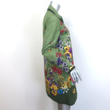 Moncler Coquille Reversible Floral Print Double Breasted Coat Olive Size 3