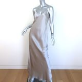 Nili Lotan Cami Gown Silver Satin Size Large V-Neck Maxi Dress