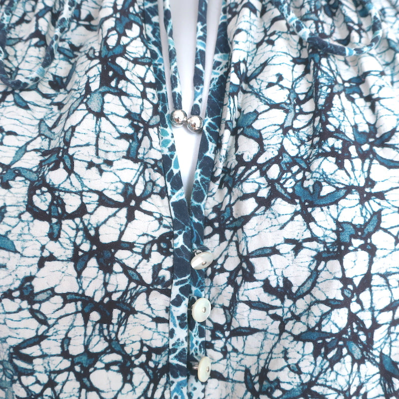 Veronica Beard Zee Tiered Mini Dress Blue Batik Print Cotton Size 0