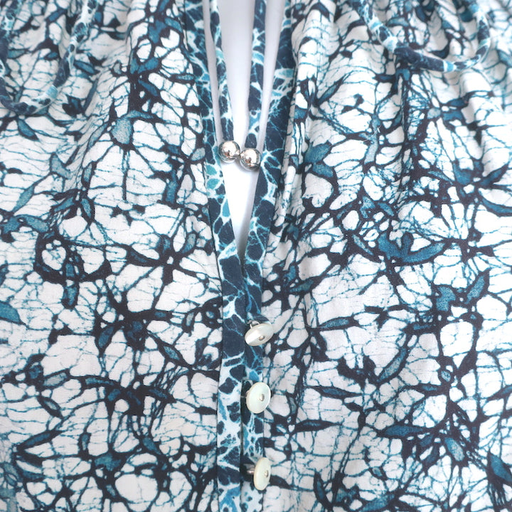 Veronica Beard Zee Tiered Mini Dress Blue Batik Print Cotton Size 0