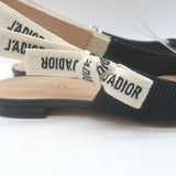 Christian Dior J'Adior Slingback Flats Black Technical Fabric Size 37