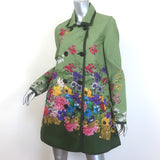 Moncler Coquille Reversible Floral Print Double Breasted Coat Olive Size 3