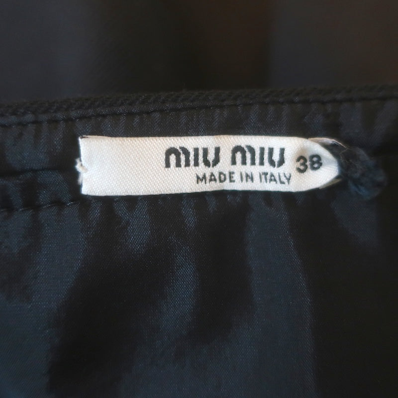 Miu Miu Crisscross-Back Off the Shoulder Mini Dress Black Twill Size 38