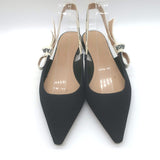 Christian Dior J'Adior Slingback Flats Black Technical Fabric Size 37