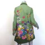 Moncler Coquille Reversible Floral Print Double Breasted Coat Olive Size 3