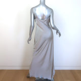 Nili Lotan Cami Gown Silver Satin Size Large V-Neck Maxi Dress