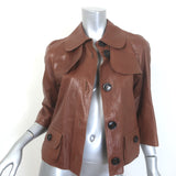 Burberry London belted leather short trench jacket, brown, pre-owned luxury outerwear, gently worn, size US 4
