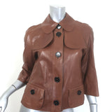 Burberry London belted short leather trench jacket in brown, authentic pre-owned luxury (size US 4)