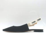 Christian Dior J'Adior Slingback Flats Black Technical Fabric Size 37