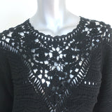 Isabel Marant Sweater Camden Black Crocheted Cotton Size 36 Crewneck Pullover
