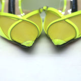 Jimmy Choo x Mugler Ankle Strap Pumps Neon Yellow Patent Leather Size 37.5
