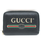 Gucci Logo Zip-Around Card Case Wallet Black Grained Leather