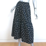 Clare V. Manon Polka Dot Midi Skirt Black/White Size Small NEW