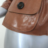 Burberry London belted short trench jacket in brown leather, gently pre-owned luxury piece