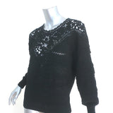 Isabel Marant Sweater Camden Black Crocheted Cotton Size 36 Crewneck Pullover