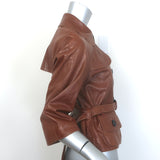Burberry London belted leather short trench jacket in brown, pre-owned, gently worn luxury outerwear