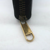 Gucci Logo Zip-Around Card Case Wallet Black Grained Leather