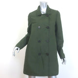 Moncler Coquille Reversible Floral Print Double Breasted Coat Olive Size 3