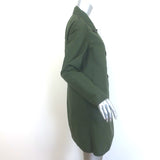 Moncler Coquille Reversible Floral Print Double Breasted Coat Olive Size 3