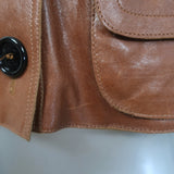 Burberry London belted leather short trench jacket in brown leather, US 4, pre-owned and gently worn luxury piece