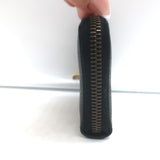 Gucci Logo Zip-Around Card Case Wallet Black Grained Leather