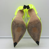 Jimmy Choo x Mugler Ankle Strap Pumps Neon Yellow Patent Leather Size 37.5