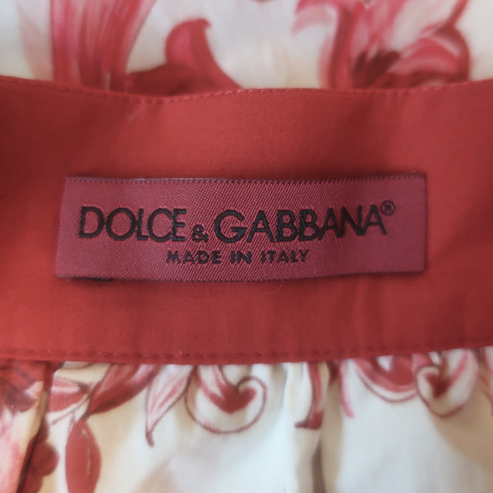 Dolce &amp; Gabbana Majolica Print Pleated Mini Skirt Red/White Poplin Size 40