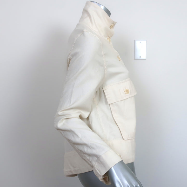 THE GREAT Swingy Army Jacket Cream Cotton-Blend Size 1