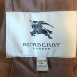 Burberry belted short leather trench jacket in brown, pre-owned with classic London tailoring and luxe finish.