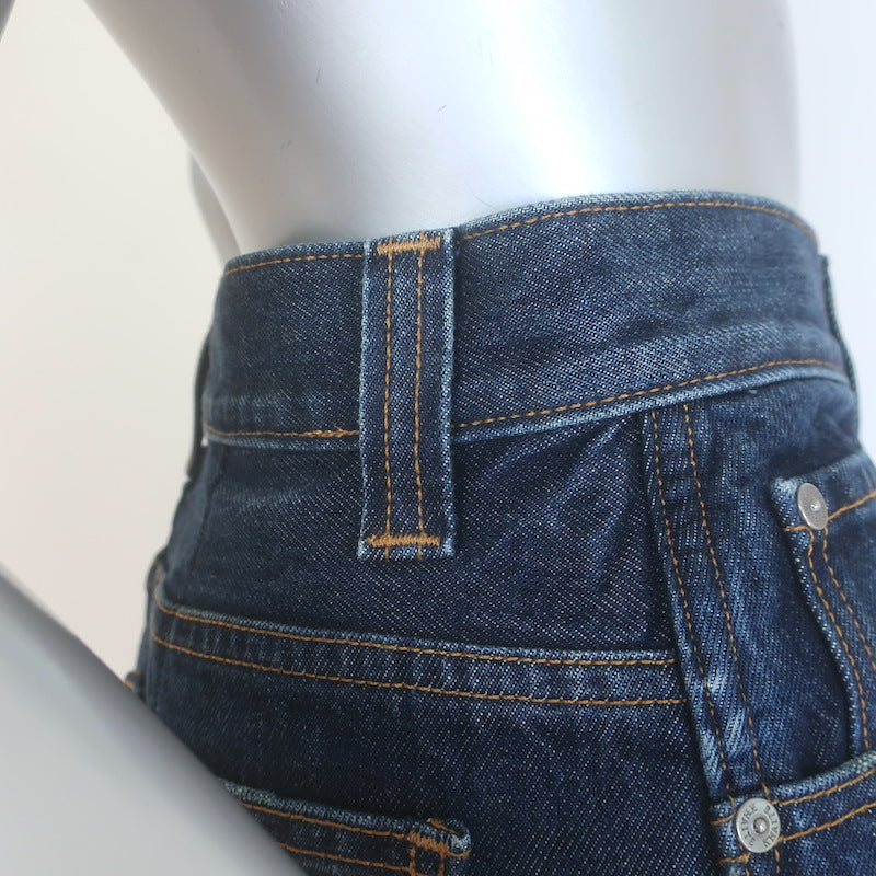 KHAITE Corben High Waisted Straight Leg Jeans Dark Stonewash Denim Size 26