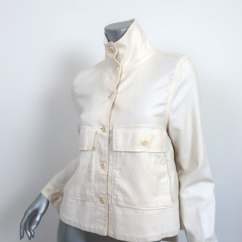 THE GREAT Swingy Army Jacket Cream Cotton-Blend Size 1