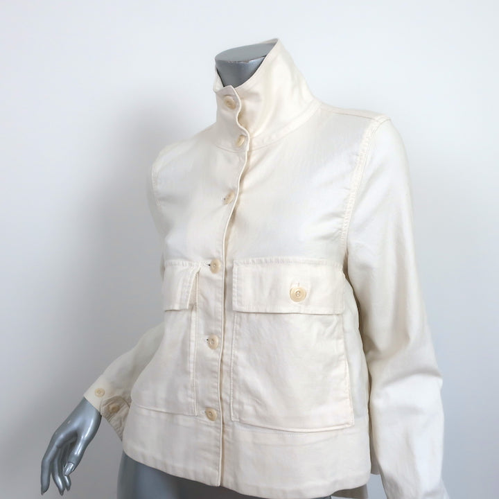 THE GREAT Swingy Army Jacket Cream Cotton-Blend Size 1