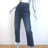 KHAITE Corben High Waisted Straight Leg Jeans Dark Stonewash Denim Size 26