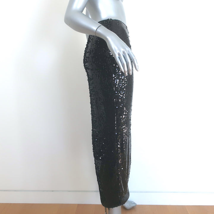 Showpo Olivera Sequin Tie-Side Cutout Midi Skirt Black Size US 0 NEW