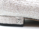 Chanel 24S Bicolor Cap Toe Metallic Tweed Ballet Flats White & Black Size 37.5