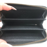 Gucci Logo Zip-Around Card Case Wallet Black Grained Leather