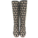 Valentino Toile Iconographe Knee High Flat Boots Beige Canvas Size 38 NEW