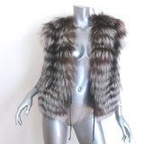 Koc Tie-Front Fur Vest Brown/Gray Size 40