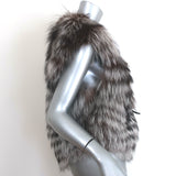 Koc Tie-Front Fur Vest Brown/Gray Size 40