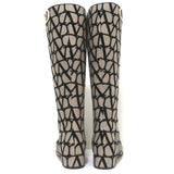Valentino Toile Iconographe Knee High Flat Boots Beige Canvas Size 38 NEW